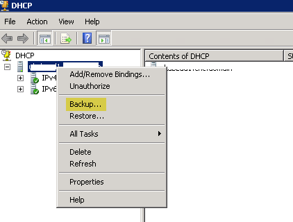 Backup DHCP