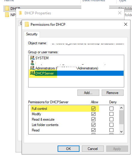 DHCP Permissions