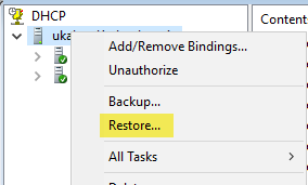 Restore DHCP
